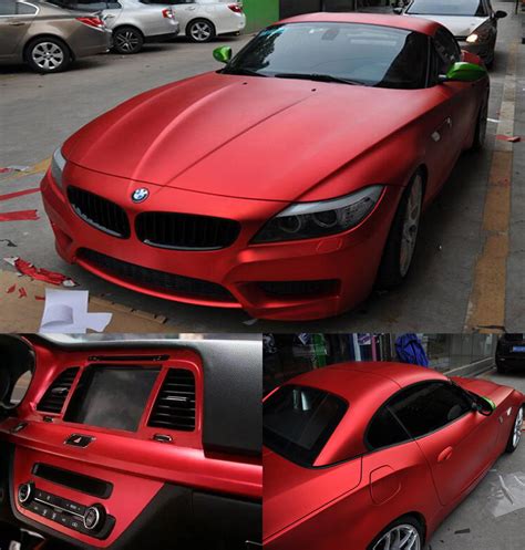 matte dark red car wrap